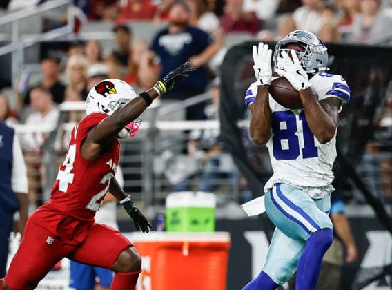 August 22, 2026, U.S.: August 22nd, 2026, Glendale, Arizona, USA: Dallas Cowboys wide receiver Jonathan Mingo (81) catches a pass during an NFL, American Football Herren, USA football preseason game between the Dallas cowboys and Arizona Cardinals U.S. - ZUMAv153 20260822_zsp_v153_015 Copyright: xDavidxVeneziax