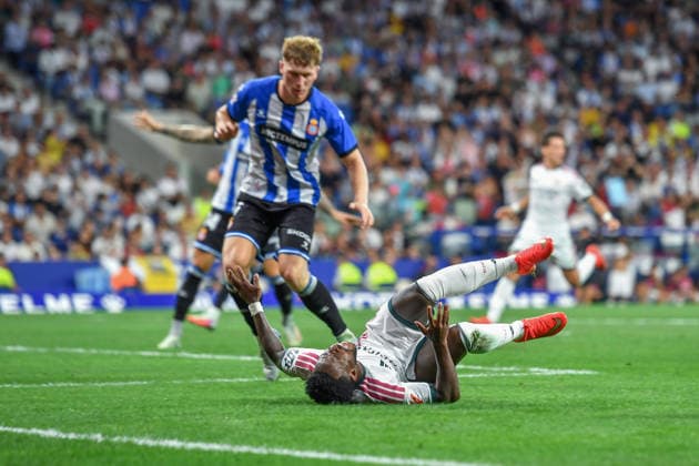 RCD ESPANYOL v REAL MADRID RCDE STADIUM BARCELONA. Aug 22, 2026 RCD ESPANYOL vs REAL MADRID Aug 22,2026 Vinicius Jr (7) of Real Madrid during the match between RCD Espanyol and Real Madrid corresponding to the second day of La Liga EA Sports at RCDE Stadium in Barcelona, Spain. Cornella El Prat ESP Copyright: xS.xRosx