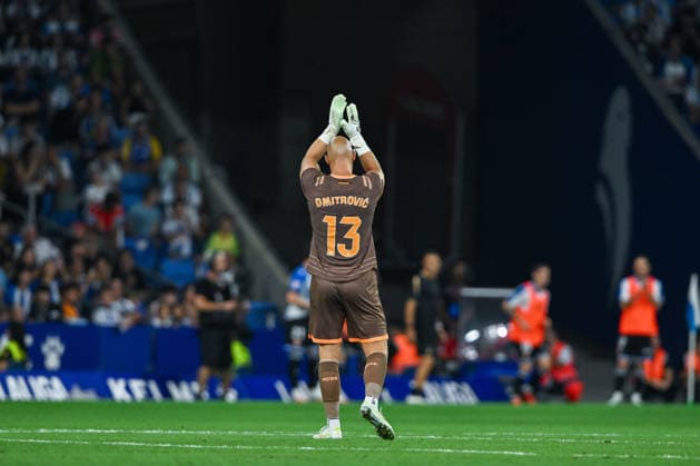 RCD ESPANYOL v REAL MADRID RCDE STADIUM BARCELONA. Aug 22, 2026 RCD ESPANYOL vs REAL MADRID Aug 22,2026 Dmitrovic (13) goalkeeper of RCD Espanyol during the match between RCD Espanyol and Real Madrid corresponding to the second day of La Liga EA Sports at RCDE Stadium in Barcelona, Spain. Cornella El Prat ESP Copyright: xS.xRosx