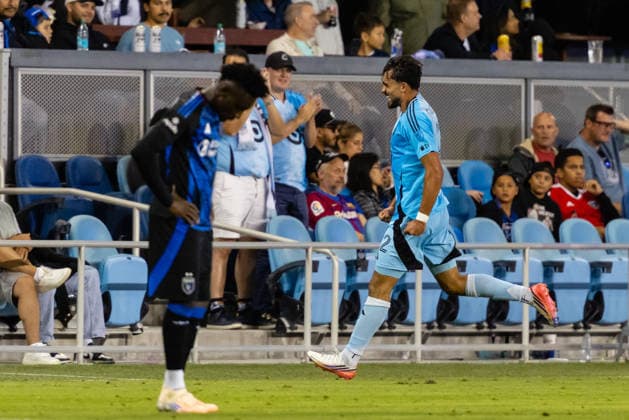 SAN JOSE, CA - AUGUST 22: Marcus Caldeira 22 of Minnesota United FC reacts to scoring in the second half of a MLS, Fussball Herren, USA match against the San Jose Earthquakes on August 22, 2026 at PayPal Park in San Jose, CA. (Photo by Matthew Huang Icon Sportswire) SOCCER: AUG 22 MLS San Jose Earthquakes vs Minnesota United FC EDITORIAL USE ONLY Icon260822022