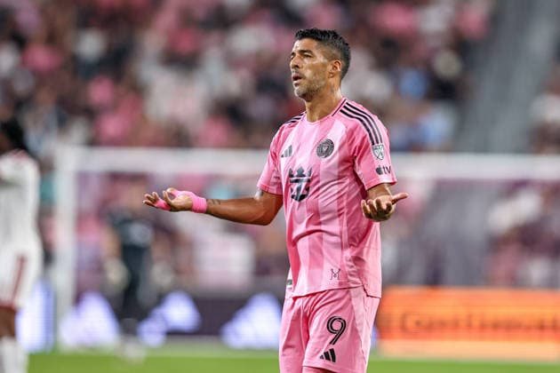 MIAMI, FL - AUGUST 22: Luis Suarez (9) of Inter Miami CF reacts during the MLS, Fussball Herren, USA match between Toronto FC and Inter Miami CF on August 22,2026 at NU Stadium, Miami, Fla.(Photo by Chris Arjoon Icon Sportswire) SOCCER: AUG 22 MLS Inter Miami CF vs Toronto FC EDITORIAL USE ONLY Icon2608220000020