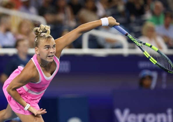 August 23, 2026, Mason, Ohio, USA: SARA BEJLEK of Czech Republic during the match against C. Gauff of USA in semifinals of tennis tournament WTA, Tennis Damen 1000 Cincinnati Open in Mason, USA. Bejlek lost 4:6, 1:6. Mason USA - ZUMAc278 20260823_zsp_c278_001 Copyright: xMarcinxCholewinskix