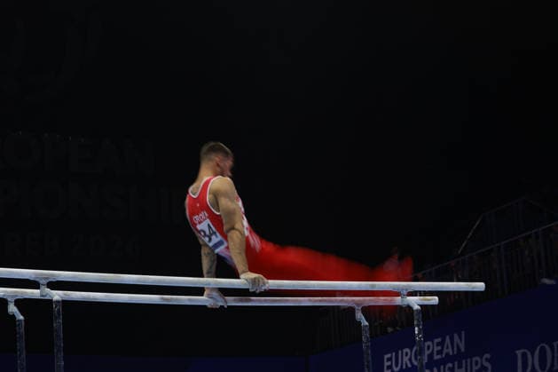 Zagreb, 22.08.2026. - 37TH EUROPEAN MEN™S ARTISTIC GYMNASTICS, Men s Artistic Gymnastics Apparatus Final Parallel bars Individual SENIORS. 534 KOVTUN Illia (CRO), Men s Artistic Gymnastics Apparatus Final Parallel bars Individual SENIORS  2S6A6658.JPG