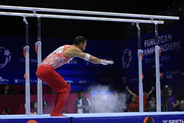 Zagreb, 22.08.2026. - 37TH EUROPEAN MEN™S ARTISTIC GYMNASTICS, Men s Artistic Gymnastics Apparatus Final Parallel bars Individual SENIORS. 675 ARICAN Ferhat (TUR), Men s Artistic Gymnastics Apparatus Final Parallel bars Individual SENIORS  2S6A8024.JPG