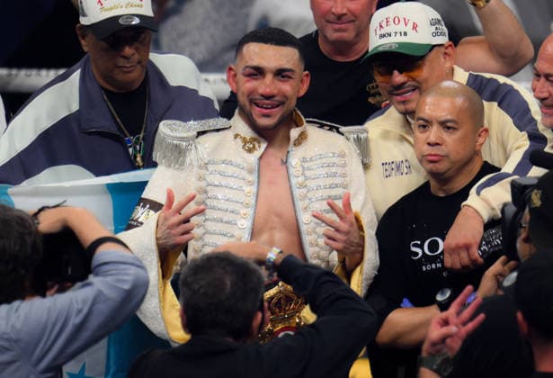 Rolando Romero vs Teofimo Lopez in Las Vegas LAS VEGAS, NEVADA - AUG 22: Teofimo Lopez poses after he defeated Rolando Rolly Romero (not seen) during their WBA World Welterweight Championship title fight on Saturday night of main event at T-Mobile Arena in Las Vegas, Nevada, United States on August 22, 2026. Tayfun Coskun Anadolu Nevada United States. Editorial use only. Please get in touch for any other usage.  Copyright: x2026xAnadoluxTayfunxCoskunx