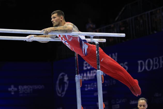 Zagreb, 22.08.2026. - 37TH EUROPEAN MEN™S ARTISTIC GYMNASTICS, Men s Artistic Gymnastics Apparatus Final Parallel bars Individual SENIORS. 534 KOVTUN Illia (CRO), Men s Artistic Gymnastics Apparatus Final Parallel bars Individual SENIORS  2S6A6900.JPG