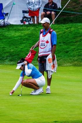 August 22, 2026, Edmonton, Alberta, Canada: Savannah Grewal (CAN) places her ball on the green in round 3 of the LPGA, Golf Damen CPKC Canadian Women s Open..LPGA CPKC Canada WomenÃ¢â‚¬â ¢s Open leader Mayu Yamashita shot 5 under par to bringing her total to -19, tying the LPGA record after 54 holes. 16-year-old amateur Aphrodite Deng (tied for 6th place) leads all Canadians at 10 under par after shooting 63 (7 under par) in the third round (the low score for the round). Nine players are currently sitting at 10 under par or better heading into the final round. Deng is also one of 4 Canadians under 18 to make the cut, a tournament first. Edmonton Canada - ZUMAs197 20260822_aaa_s197_401 Copyright: xRonxPalmerx