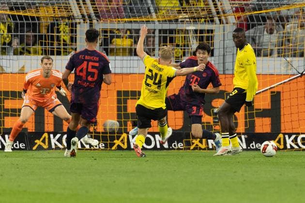 (260823) -- DORTMUND, Aug. 23, 2026 -- Players vie for the ball during the Franz Beckenbauer Supercup 2026 football match between FC Bayern Munich and Borussia Dortmund in Dortmund, Germany, Aug. 22, 2026. (Photo by Xinhua) (SP)GERMANY-DORTMUND-FOOTBALL-SUPERCUP-MUNICH VS DORTMUND JoachimxBywaletz 