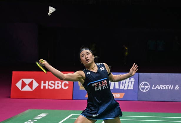 (260823) -- NEW DELHI, Aug. 23, 2026 -- South Korea s An Se Young competes during the women s singles semifinal match between China s Wang Zhiyi and South Korea s An Se Young at BWF World Championships in New Delhi, India, Aug. 22, 2026. ) (SP)INDIA-NEW DELHI-BADMINTON-BWF WORLD CHAMPIONSHIPS-WOMEN S SINGLES JavedxDar 