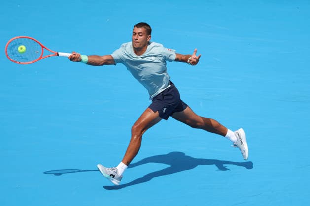 August 22, 2026, Mason, Oh, USA: Cincinnati Open Tennis 2026 - Flavio Cobolli plays a ball against Arthur Fils in the Cincinnati Open Tennis Tournament held in Mason OH. 2026 08 22. ZUMAPress Mason USA - ZUMAn24_ 20260822_zaf_n24_020 Copyright: xWallyxNellx