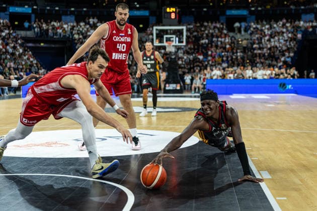 Basketball Hamburg 22.08.2026 Turkish Airlines Supercup 2026 Finale Deutschland (GER) - Kroatien (CRO) Isaac Bonga (Deutschland, No.00) *** Basketball Hamburg, August 22, 2026—2026 Turkish Airlines Supercup Final: Germany (GER) vs. Croatia (CRO)—Isaac Bonga, Germany, No. 00