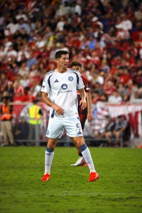 Red Bull New York V Chicago Fire FC Chicago Fire forward Robert Lewandowski, wearing No. 9, during the MLS, Fussball Herren, USA match against the New York Red Bulls at Sports Illustrated Stadium in Harrison, New Jersey, on August 22, 2026. The New York Red Bulls tied the Chicago Fire 1-1 in the MLS. New Jersey United States  Copyright: xDeccioxSerranox originalFilename:serrano-notitle260822_npgUC.jpg