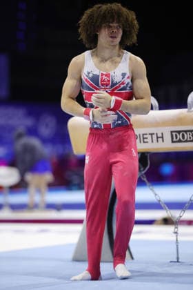 Zakaine Fawzi-McCaffrey, GBR, during juniors pommels final at 2026 Europeans in Zagreb; 22 08 2026; *** Zakaine Fawzi McCaffrey, GBR, during the junior pommel horse final at the 2026 European Championships in Zagreb on August 22, 2026 