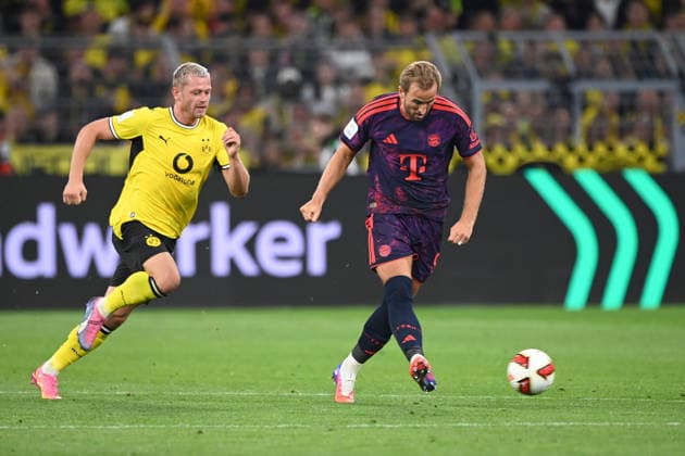 Harry KANE (M) gegen Julian RYERSON (DO) Aktion, Zweikampf, Fussball DFL Franz Beckenbauer Supercup 2026 Borussia Dortmund - FC Bayern Muenchen 1-2 am 22.08.2026 in Dortmund Deutschland. DFL regulations prohibit any use of photographs as image sequences and or quasi-video Â *** Harry KANE (M) vs. Julian RYERSON (DO) Action, Tackle, Soccer DFL Franz Beckenbauer Super Cup 2026 Borussia Dortmund vs. FC Bayern Munich 1–2 on August 22, 2026, in Dortmund, Germany. DFL regulations prohibit any use of photographs as image sequences and or quasi-video. Â