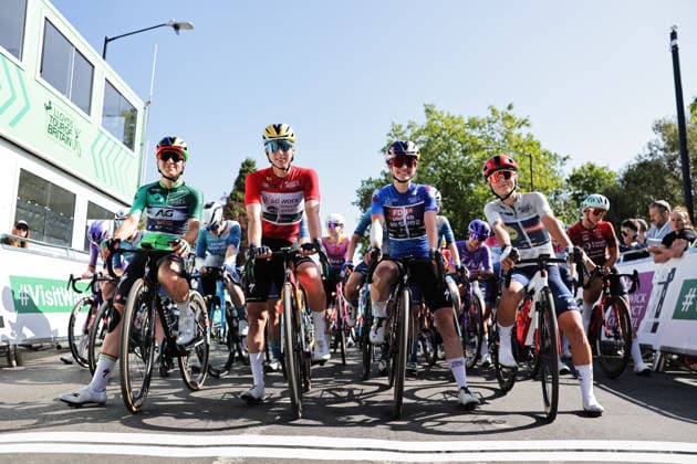 2026 Lloyds Tour of Britain Women Picture by Alex Whitehead SWpix.com - 23 08 2026 - Cycling - UCI Women s World Tour - 2026 Lloyds Tour of Britain Women - Stage 5: Royal Leamington Spa to Royal Leamington Spa (123.8km) - Kim Le Court-Pienaar (AG Insurance - Soudal Team) in the leaders jersey, Lorena Wiebes (Team SD Worx - Protime) in the points jersey, Lauren Dickson (FDJ United - Suez) in the queen of the mountains jersey, Fleur Moors (Lidl - Trek) in the young rider jersey Copyright: x xSWpix.comx(t axPhotographyxHubxLtd)xAlexxWhitehead SWpix.comx SWP-3030-19136