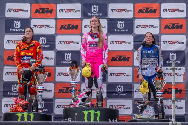 2026-08-23 - MXGP Arnhem ARNHEM, NETHERLANDS - AUGUST 23: 1 Lotte van Drunen (NED), podium during the MXGP Arnhem at the Motorsportpark Gelderland Midden on August 23, 2026 in Arnhem, Netherlands Arnhem Motorsportpark Gelderland Midden Netherlands Content not available for redistribution in The Netherlands directly or indirectly through any third parties. Copyright: xEdwinxBlaauwbroekx