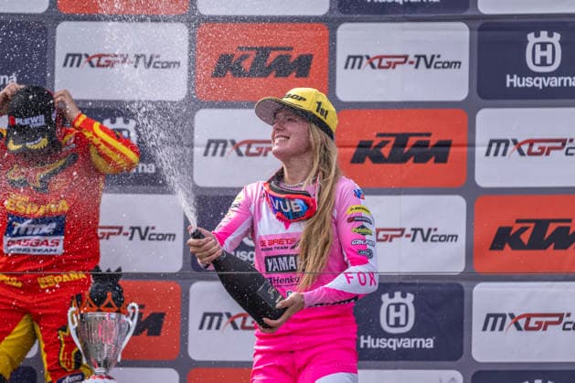 2026-08-23 - MXGP Arnhem ARNHEM, NETHERLANDS - AUGUST 23: 1 Lotte van Drunen (NED), podium during the MXGP Arnhem at the Motorsportpark Gelderland Midden on August 23, 2026 in Arnhem, Netherlands Arnhem Motorsportpark Gelderland Midden Netherlands Content not available for redistribution in The Netherlands directly or indirectly through any third parties. Copyright: xEdwinxBlaauwbroekx