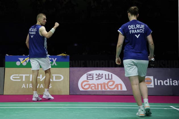 Thom Gicquel and Delphine Delrue Badminton World Champions - New Delhi Thom Gicquel of France and Delphine Delrue of France compete in the final match of mixed doubles during the BWF World Championships 2026 at Indira Gandhi Indoor Stadium in New Delhi, India on August 23, 2026. Photo by Anshuman Akash ABACAPRESS.COM New Delhi India  Copyright: xAkashxAnshuman ABACAx