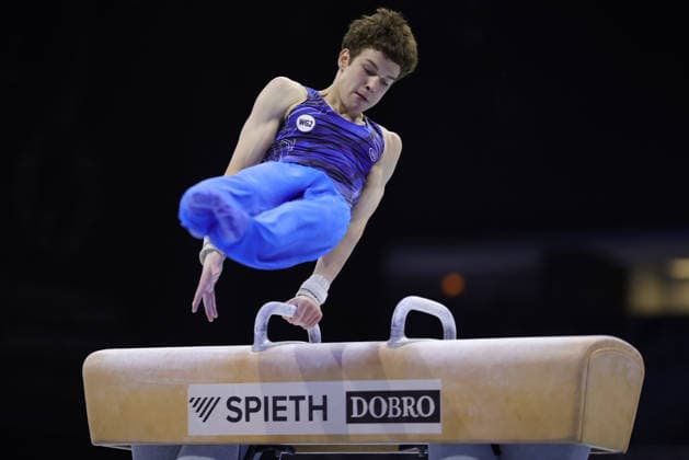 Daniil Smirnov, RUS, during juniors all-around final at 2026 Europeans in Zagreb; 23 08 2026; *** Daniil Smirnov, RUS, during the junior all-around final at the 2026 European Championships in Zagreb on August 23, 2026 