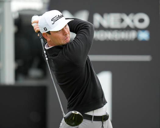 BALMEDIE, SCOTLAND - AUG 23: Jovan Rebula (RSA) plays from the first tee during Round 4 at the 2026 Nexo Championship at the Trump International Golf Links, Balmedie on August 23, 2026 in Aberdeenshire, Scotland The 2026 Nexo Championship