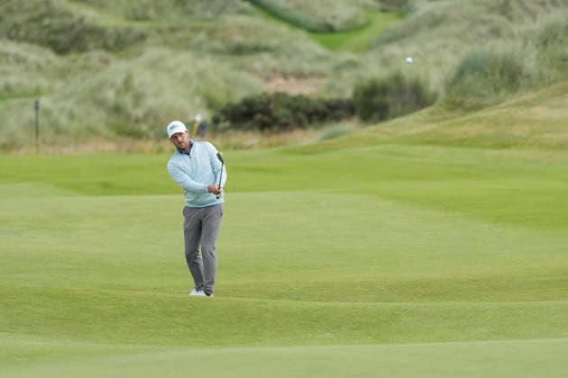BALMEDIE, SCOTLAND - AUG 23: Lukas Nemecz (AUT) chips to the 2nd green during Round 4 at the 2026 Nexo Championship at the Trump International Golf Links, Balmedie on August 23, 2026 in Aberdeenshire, Scotland The 2026 Nexo Championship