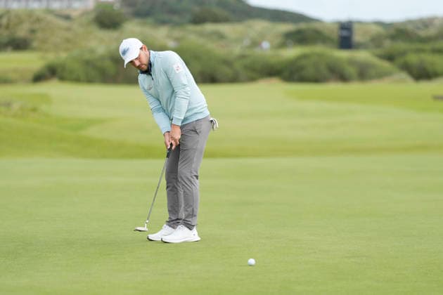 BALMEDIE, SCOTLAND - AUG 23: Lukas Nemecz (AUT) putts on the 2nd green during Round 4 at the 2026 Nexo Championship at the Trump International Golf Links, Balmedie on August 23, 2026 in Aberdeenshire, Scotland The 2026 Nexo Championship