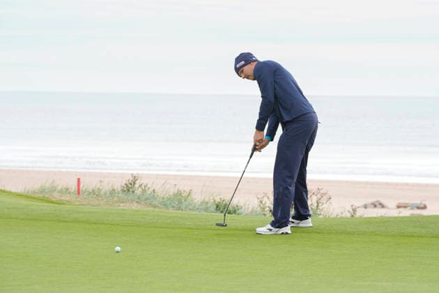 BALMEDIE, SCOTLAND - AUG 23: Yannik Paul (GER) putts on the 3rd green during Round 4 at the 2026 Nexo Championship at the Trump International Golf Links, Balmedie on August 23, 2026 in Aberdeenshire, Scotland The 2026 Nexo Championship