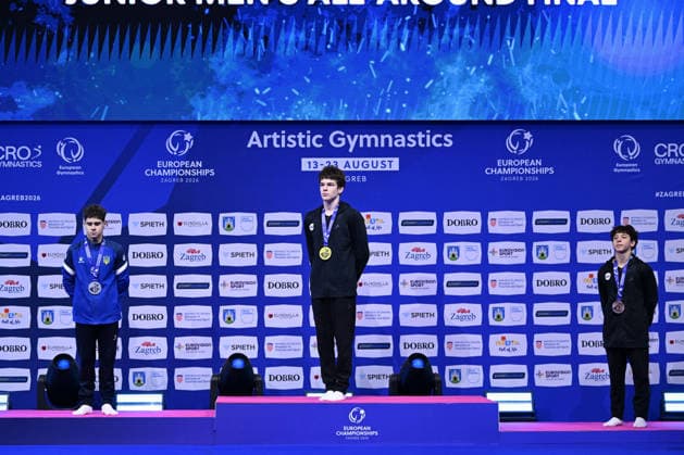 IPA87725136 - All-Around Medal Ceremony at the European Men s Artistic Gymnastics Championships, Zagreb, Croatia, August 23, 2026  Copyright: xFilippoxTomasi IPAxSportx xx 87725136
