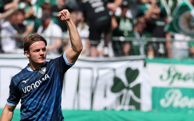 Rasmussen Christian Torjubel 0-1 , DFB Pokal , Greuther Fürth-VfL Bochum , , Fußball , in dem Sportpark Ronhof Stadion in Fürth , Bayern , Deutschland . August 23 , 2026 . Photo by: Davide Elias IPA Photo Pressefoto DENL Copyright: xDavidexEliasx