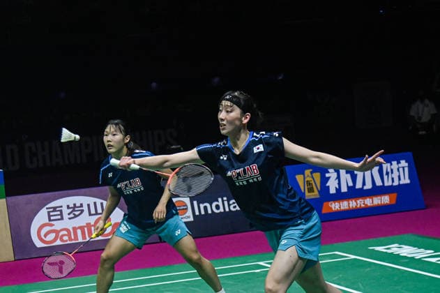 India BWF Championships 2026 South Korea s Baek Ha Na and Lee So Hee compete against China s Liu Sheng Shu and Tan Ning during the Women s Doubles Finals of the BWF World Championships 2026 in New Delhi, India, on August 23, 2026. New Delhi Delhi India  Copyright: xKabirxJhangianix originalFilename:jhangiani-indiabwf260823_npoUF.jpg