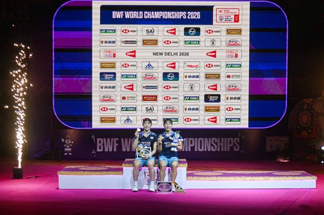 India BWF Championships 2026 South Korea s Baek Ha Na and Lee So Hee pose with their medals after defeating China s Liu Sheng Shu and Tan Ning in the Women s Doubles Finals of the BWF World Championships 2026 in New Delhi, India, on August 23, 2026. New Delhi Delhi India  Copyright: xKabirxJhangianix originalFilename:jhangiani-indiabwf260823_npusV.jpg