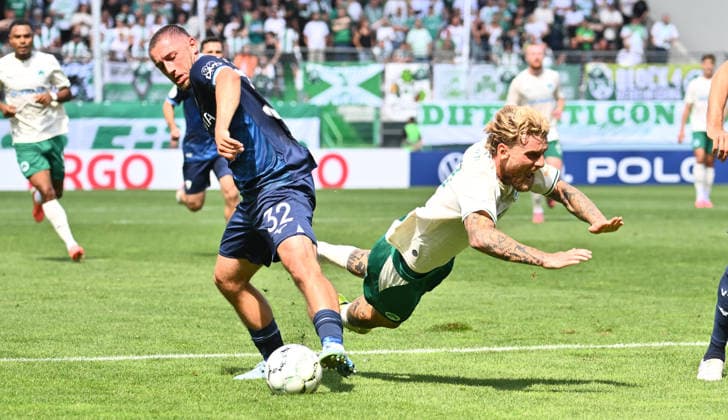 23.08.2026 - Fussball - Saison 2026 2027 - DFB Pokal Vereinspokal - 01. Runde: SpVgg Greuther Fürth ( Kleeblatt ) - VfL Bochum - Sportfoto Zink - xwoxzix - regulations prohibit any use of photographs as image sequences and or quasi-video - Maximilian Wittek (32, VfL Bochum ) Ole Pohlmann (10, SpVgg Greuther Fürth ) *** August 23, 2026 Soccer Season 2026–2027 DFB Cup Club Cup First Round SpVgg Greuther Fürth Kleeblatt vs. VfL Bochum Sports photo by Zink xwoxzix; regulations prohibit any use of photographs as image sequences and or quasi-video Maximilian Wittek 32, VfL Bochum; Ole Pohlmann 10, SpVgg Greuther Fürth