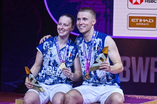 India BWF Championships 2026 France s Thom Gicquel and Delphine Delrue pose for pictures with their medals after winning the match against China s Feng Yan Zhe and Huang Dong Ping in the Mixed Doubles Finals of the BWF World Championships 2026 in New Delhi, India, on August 23, 2026. New Delhi Delhi India  Copyright: xKabirxJhangianix originalFilename:jhangiani-indiabwf260823_npfSF.jpg