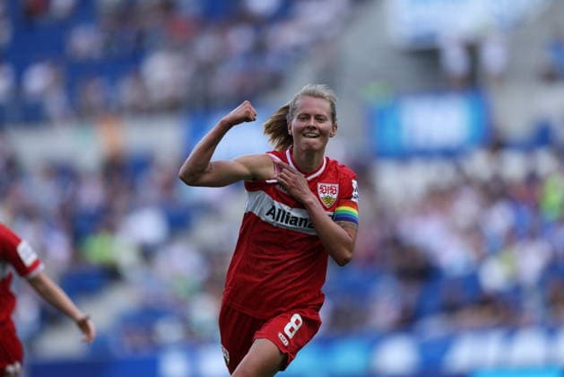 GER, Sinsheim, TSG Hoffenheim vs VfB Stuttgart, Google Pixel Frauen Bundesliga, Fussball, DFB, Spielzeit 2026 2027, 1. Spieltag im Bild: Maximiliane Rall (VfB Stuttgart Frauen 8) erzielt das Tor zum 1:1, Tor, Jubel und Freude, Emotionen DFB DFL REGULATIONS PROHIBIT ANY USE OF PHOTOGRAPHS AS IMAGE SEQUENCES AND OR QUASI-VIDEO, 23.08.2026 *** GER, Sinsheim, TSG Hoffenheim vs. VfB Stuttgart, Google Pixel Women s Bundesliga, Soccer, DFB, 2026–2027 Season, Matchday 1 in Pictures: Maximiliane Rall of VfB Stuttgart Women s Team 8 scores the goal to tie the game at 1–1, Goal, celebration and joy, emotions. DFB and DFL regulations prohibit any use of photographs as image sequences and or quasi-video. August 23, 2026 Copyright: HMBxMedia HendrikxHamelau