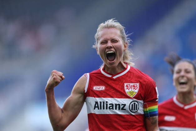 GER, Sinsheim, TSG Hoffenheim vs VfB Stuttgart, Google Pixel Frauen Bundesliga, Fussball, DFB, Spielzeit 2026 2027, 1. Spieltag im Bild: Maximiliane Rall (VfB Stuttgart Frauen 8) erzielt das Tor zum 1:1, Tor, Jubel und Freude, Emotionen DFB DFL REGULATIONS PROHIBIT ANY USE OF PHOTOGRAPHS AS IMAGE SEQUENCES AND OR QUASI-VIDEO, 23.08.2026 *** GER, Sinsheim, TSG Hoffenheim vs. VfB Stuttgart, Google Pixel Women s Bundesliga, Soccer, DFB, 2026–2027 Season, Matchday 1 in Pictures: Maximiliane Rall of VfB Stuttgart Women s Team 8 scores the goal to tie the game at 1–1, Goal, celebration and joy, emotions. DFB and DFL regulations prohibit any use of photographs as image sequences and or quasi-video. August 23, 2026 Copyright: HMBxMedia HendrikxHamelau
