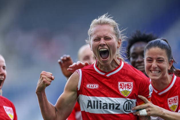 GER, Sinsheim, TSG Hoffenheim vs VfB Stuttgart, Google Pixel Frauen Bundesliga, Fussball, DFB, Spielzeit 2026 2027, 1. Spieltag im Bild: Maximiliane Rall (VfB Stuttgart Frauen 8) erzielt das Tor zum 1:1, Tor, Jubel und Freude, Emotionen DFB DFL REGULATIONS PROHIBIT ANY USE OF PHOTOGRAPHS AS IMAGE SEQUENCES AND OR QUASI-VIDEO, 23.08.2026 *** GER, Sinsheim, TSG Hoffenheim vs. VfB Stuttgart, Google Pixel Women s Bundesliga, Soccer, DFB, 2026–2027 Season, Matchday 1 in Pictures: Maximiliane Rall of VfB Stuttgart Women s Team 8 scores the goal to tie the game at 1–1, Goal, celebration and joy, emotions. DFB and DFL regulations prohibit any use of photographs as image sequences and or quasi-video. August 23, 2026 Copyright: HMBxMedia HendrikxHamelau