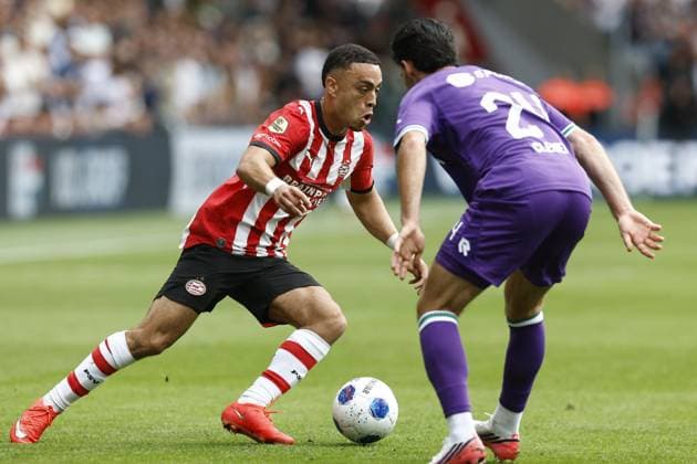EINDHOVEN , 23-08-2026 , Philips stadium , season 2026 202 , Dutch Eredivisie football , match between PSV and FC Gronngen , picture shows PSV player Sergino Dest PSV - Groningen  x205973420x Copyright: