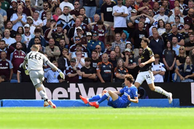 Brighton and Hove Albion v Aston Villa, Premier League GOAL CELEBRATION 1-0 scored by Maxim De Cuyper Defender of Brighton and Hove Albion during the Premier League match between Brighton and Hove Albion and Aston Villa at the American Express Stadium, Brighton and Hove, UK on 23 August 2026. Brighton and Hove American Express Stadium East Sussex UK Editorial use only DataCo restrictions apply See www.football-dataco.com , Copyright: xJeffxMoodx PSI-24737-0024