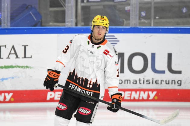 Nuernberg Ice Tigers vs. Loewen Frankfurt, Eishockey, Deutsche Eishockey Liga, Penny DEL, Vorbereitungsspiel, Gaeuboden Cup, Saison 2026 2027 am 23.08.2026 Matej Leden (Loewen Frankfurt), Eishockey Herren, Deutsche Eishockey Liga, Penny DEL, Vorbereitungsspiel, Gaeuboden Cup, Saison 2026 2027 am 23.08.2026 im Eisstadion am Pulverturm, Nuernberg Ice Tigers (blau) gegen Loewen Frankfurt (weiss) *** Nuremberg Ice Tigers vs. Löwen Frankfurt, Ice Hockey, German Ice Hockey League, Penny DEL, Preseason Game, Gaeuboden Cup, 2026–2027 Season on August 23, 2026, Matej Leden, Löwen Frankfurt, Men s Ice Hockey, German Ice Hockey League, Penny DEL, Preseason Game, Gaeuboden Cup, 2026–2027 Season on August 23, 2026, at the Eisstadion am Pulverturm, Nuremberg Ice Tigers (blue) vs. Löwen Frankfurt (white)