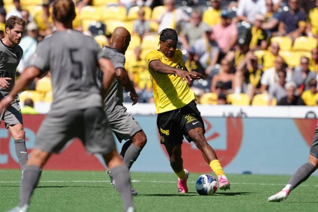 Bern, Switzerland - August 23: Samuel Essende (99 YB) during the Brack Super League match between BSC Young Boys and FC Vaduz at Stadion Wankdorf on August 23, 2026 in Bern, Switzerland.  Copyright: xKjetilxWaberx xSPPx Sportspressphoto_SPR213459