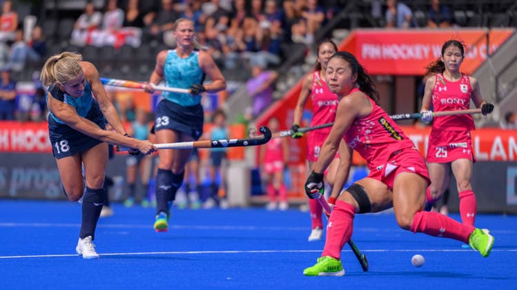 Day Nine Katie Curtis of England shoots at goal during the match against Japan in the 2026 FIH Hockey World Cup at Wagener Stadium, Amstelveen 23 08 2026 UK Newspapers OUT Copyright: xGraemexWilcocksonx FIL-23821-0023