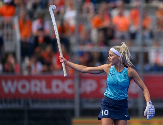 Day Nine Amy Thompson of England during the Pool G match against Japan in the 2026 FIH Hockey World Cup at Wagener Stadium, Amstelveen 23 08 2026 UK Newspapers OUT Copyright: xGraemexWilcocksonx FIL-23821-0024