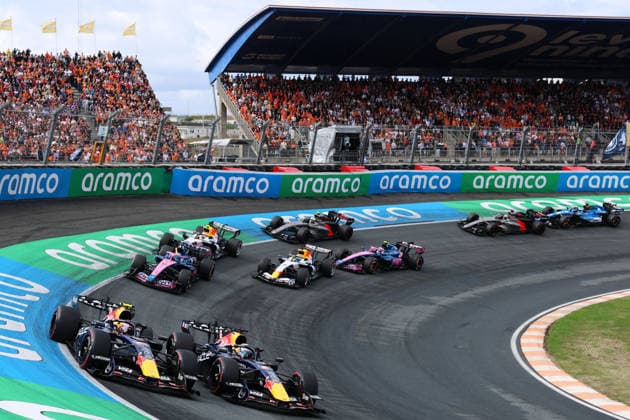 F1 - DUTCH GRAND PRIX 2026 03 VERSTAPPEN Max (nld), Red Bull Racing Ford RB22, action and 30 LAWSON Liam (nzl), Red Bull Racing Ford RB22, action during the Formula 1 Dutch Grand Prix 2026, 12th round of the 2026 Formula One World Championship, WM, Weltmeisterschaft from August 21 to 23, 2026 on the Circuit Zandvoort, in Zandvoort, Netherlands - ZandvoortNetherlands  Copyright: xDPPIx