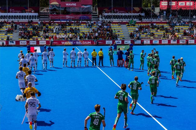 2026 Men s FIH Hockey World Cup, Belfius Hockey Arena, Wavre, Belgium 23 8 2026 France vs Ireland Both teams run out onto the field ahead of the match Both teams run out onto the field ahead of the match 23 8 2026  Copyright: xx RJ3_0716 20260823