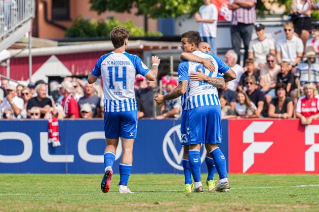 DFB-Pokal: Bahlinger SC vs 1. FC Magdeburg, 22.08.2026 Torjubel zum 0:1 durch Mateusz Å»ukowski (1. FC Magdeburg, 22) DFB-Pokal: Bahlinger SC vs 1. FC Magdeburg, Kaiserstuhlstadion, 22.08.2026 DFB DFL REGULATIONS PROHIBIT ANY USE OF PHOTOGRAPHS AS IMAGE SEQUENCES AND OR QUASI-VIDEO. *** DFB Cup: Bahlinger SC vs. 1. FC Magdeburg, August 22, 2026—Celebration of the 0–1 goal by Mateusz Zukowski, 1. FC Magdeburg; DFB Cup: Bahlinger SC vs. 1. FC Magdeburg, Kaiserstuhlstadion, August 22, 2026 DFB DFL regulations prohibit any use of photographs as image sequences and or quasi-video Copyright: xBEAUTIFULxSPORTS Boscox