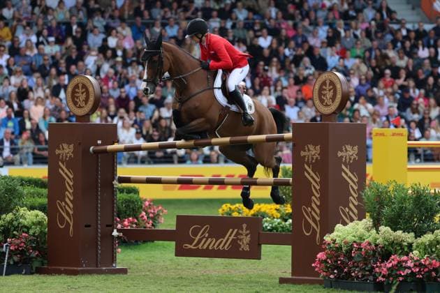 Sophie Hinners (GER, Deutschland) mit Pferd Iron Dames Singclair scheitert am letzten Hindernis, Springfehler , Springen, FEI Jumping World Championship, WM, Weltmeisterschaft , FEI Jumping World Championship, Competition Individual Final, Longines-Prize, Longines-Preis, Finale Einzelwertung, Jumping , AACHEN - FEI World Championships 2026, Weltfest des Pferdesports, Reitsport Weltmeisterschaft 2026, Aachen 2026, Welcome Home 2026, Aachener Soers, 11. bis 23. August 2026, Reitsport, 23.08.2026, Aachen Aachener Soers Deutschland *** Sophie Hinners (GER, Germany), riding Iron Dames Singclair, fails at the last obstacle; jumping fault; Jumping; FEI Jumping World Championship; FEI Jumping World Championship, Individual Final, Longines Prize, Longines Award, Individual Final, Jumping, AACHEN FEI World Championships 2026, World Festival of Equestrian Sports, 2026 Equestrian World Championships, Aachen 2026, Welcome Home 2026, Aachen Soers, August 11–23, 2026, Equestrian Sports, August 23, 2026, Aachen Soers, Germany