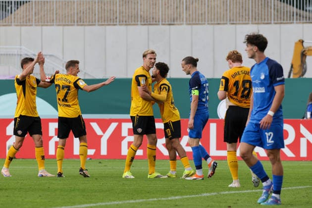 23.08.2026, xgrfx, Fussball DFB Pokal 1.Runde, SV Westfalia Rhynern - Dynamo Dresden v.l. Tor, Vincent Vermeij zum 0:3 (Dynamo Dresden) (DFL DFB REGULATIONS PROHIBIT ANY USE OF PHOTOGRAPHS as IMAGE SEQUENCES and or QUASI-VIDEO) Münster *** August 23, 2026, xgrfx, Soccer, DFB Cup 1st Round, SV Westfalia Rhynern vs. Dynamo Dresden, goal, Vincent Vermeij on the 0–3 Dynamo Dresden DFL DFB REGULATIONS PROHIBIT ANY USE OF PHOTOGRAPHS AS IMAGE SEQUENCES AND OR QUASI-VIDEO Münster
