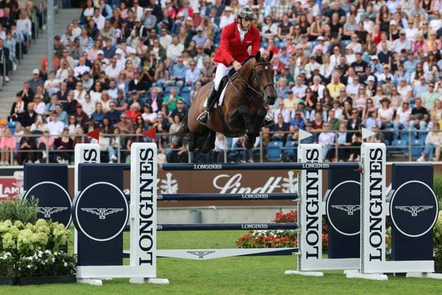 Richard Vogel (GER, Deutschland) mit Pferd Unites Touch S, aktueller Europameister und Sieger des Rolex Grand Prix von Aachen 2026 (CHIO Aachen), Frust, enttäuschtes Gesicht beim Sprung, Springen, FEI Jumping World Championship, WM, Weltmeisterschaft , FEI Jumping World Championship, Competition Individual Final, Longines-Prize, Longines-Preis, Finale Einzelwertung, Jumping , AACHEN - FEI World Championships 2026, Weltfest des Pferdesports, Reitsport Weltmeisterschaft 2026, Aachen 2026, Welcome Home 2026, Aachener Soers, 11. bis 23. August 2026, Reitsport, 23.08.2026, Aachen Aachener Soers Deutschland *** Richard Vogel (GER), Germany, riding Unites Touch S, current European champion and winner of the 2026 Rolex Grand Prix at CHIO Aachen, frustration, disappointed expression during the jump, show jumping, FEI Jumping World Championship, FEI Jumping World Championship, Individual Final, Longines Prize, Longines Award, Individual Final, Jumping, AACHEN FEI World Championships 2026, World Festival of Equestrian Sports, 2026 Equestrian World Championships, Aachen 2026, Welcome Home 2026, Aachen Soers, August 11–23, 2026, Equestrian Sports, August 23, 2026, Aachen Soers, Germany