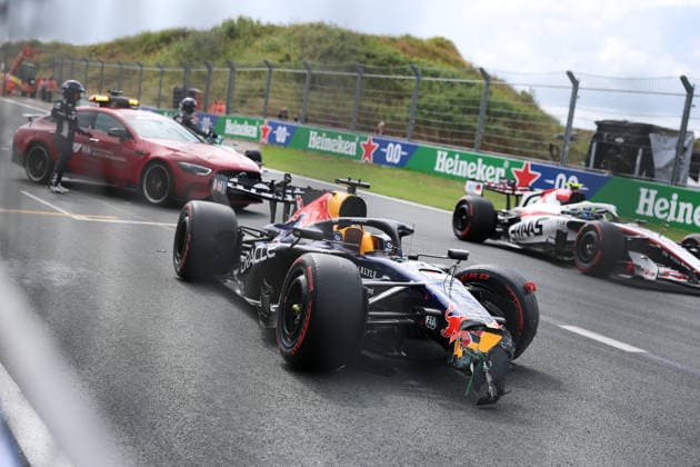 F1 - DUTCH GRAND PRIX 2026 03 VERSTAPPEN Max (nld), Red Bull Racing Ford RB22, crash accident during the Formula 1 Dutch Grand Prix 2026, 12th round of the 2026 Formula One World Championship, WM, Weltmeisterschaft from August 21 to 23, 2026 on the Circuit Zandvoort, in Zandvoort, Netherlands - ZandvoortNetherlands  Copyright: xDPPIx
