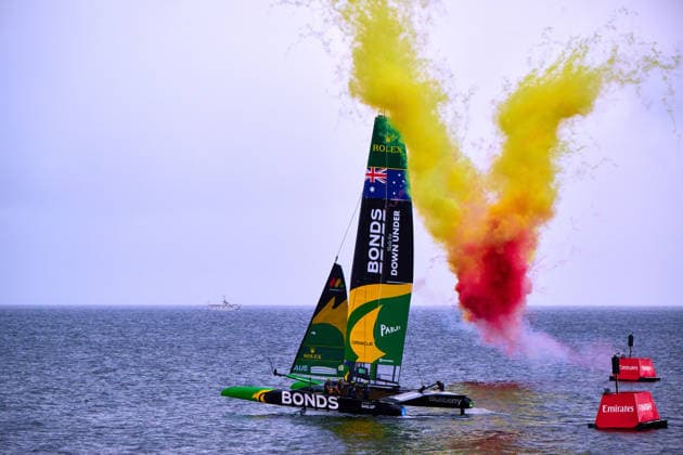 GER, Sail GP, Rockwool Germany Sail Grand Prix, Sassnitz, 22.-23.08.2026, Deutschland, Samstag, 23.08.2026, Renntag 2, BONDS FLYING ROOS - Sail GP Team - Australia; Driver - Tom Slingsby, gewinnt das Finale Rennen, GER, Sail GP, Rockwool Germany Sail Grand Prix, Sassnitz, 22.-23.08.2026, Deutschland, Samstag, 23.08.2026, Renntag 2, *** GER, Sail GP, Rockwool Germany Sail Grand Prix, Sassnitz, August 22–23, 2026, Germany, Saturday, August 23, 2026, Race Day 2, BONDS FLYING ROOS Sail GP Team Australia driver Tom Slingsby wins the final race, GER, Sail GP, Rockwool Germany Sail Grand Prix, Sassnitz, August 22–23, 2026, Germany, Saturday, August 23, 2026, Race Day 2, Copyright: xClaudiusxRauchx